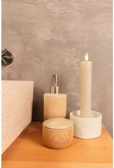 Home Society – Kandelaar – Kaarsenhouder – Multifunctioneel – Beige – Metaal – XL en Dinerkaars – S
