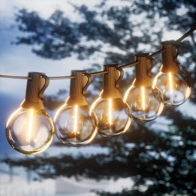 Lichtsnoer buiten 30m LED lichtslinger waterdicht koppelbaar G40 lampen warm wit 52 bollen