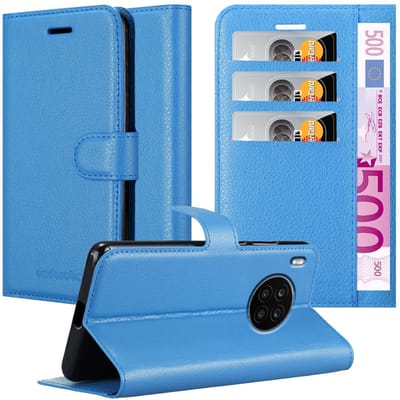 Cadorabo Hoesje geschikt voor Honor 50 LITE in PASTEL BLAUW - Beschermhoes met magnetische sluiting, standfunctie en kaartvakje Book Case Cover Etui