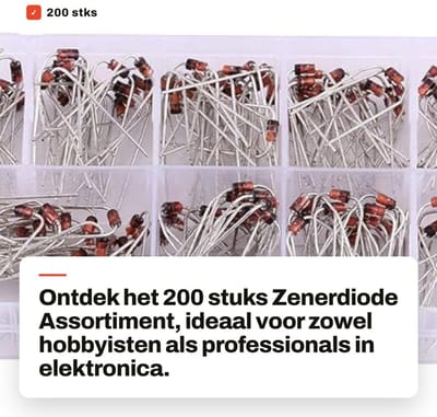 Dailygoods - 200 stks Zenerdiode Assortiment - Elektronische Kit - Hoog rendement - Rood - Diverse waarden - Perfect voor projecten - Geschikt voor ho...
