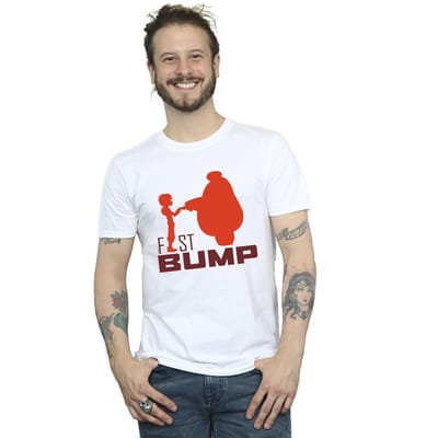 Disney Heren Big Hero 6 Baymax Fist Bump Cutout T-Shirt (Wit)