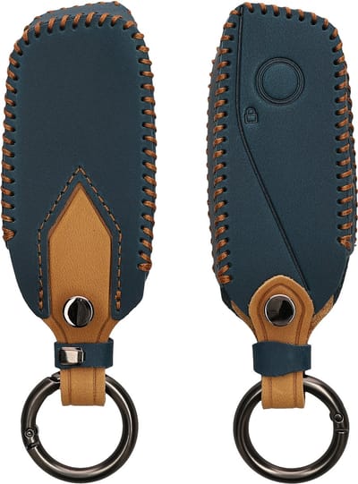 kwmobile autosleutel hoesje geschikt voor BMW 4-knops X7 X1 U11 iX ix1 7-serie G07 I7 autosleutel - Autosleutel behuizing in marineblauw / lichtbruin