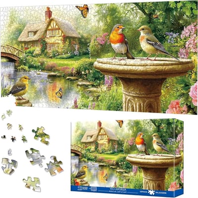 Zangvogels in de tuin puzzel van 1000 stukken, unieke wanddecoratie, uitdagende puzzelervaring, perfect cadeau voor puzzelliefhebbers