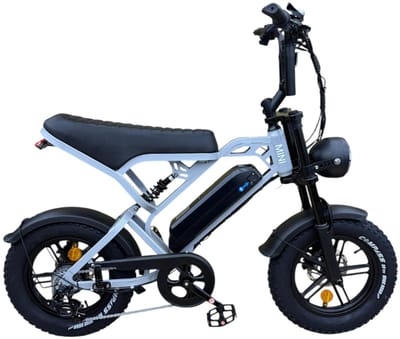 QmWheel V20 Mini Fatbike - Kinderfatbike - Grijs - 16x4 inch - 150 kg Draagvermogen - Accu 36V (13Ah) - 250W Motor - Shimano 7 Versnellingen - Hydraulische Schijfremmen
