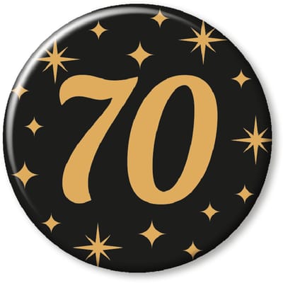 BTH - Buttons - 70 Jaar - Goud-Zwart - Badge - Speld - Verjaardag - Decoratie - Versiering - 70 Jaar Verjaardag - Button