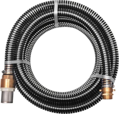 vidaXL - Zuigslang - met - messing - koppelingen - 10 - m - 25 - mm - zwart