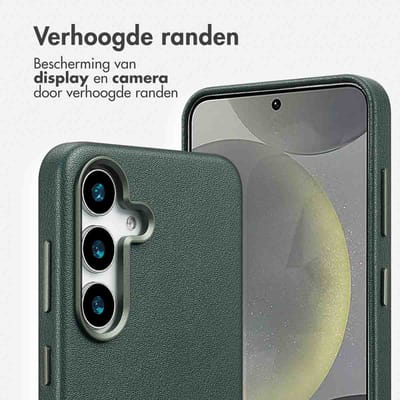 Accezz Hoesje - Geschikt voor Samsung Galaxy S25 - Magnetische Ring Leather Backcover - Cedar Green