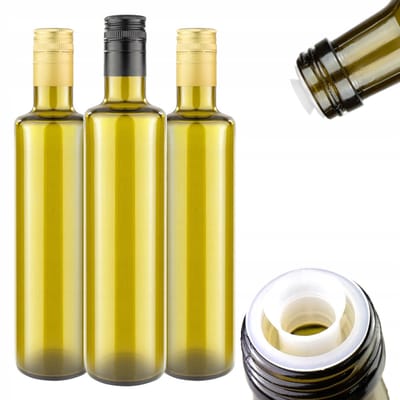 10x Dorica Olij Folie Fles 500ml met Doseerdop - Donkergroen Glas