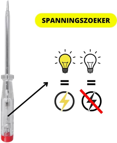 Spanningszoeker - Spanningtester - 200v tot 250v - schroevendraaier - plat - platte kop - kleine mini schroevendraaier - 14cm - Stroom/elektriciteit controleren - Spanning zoeker (wit)