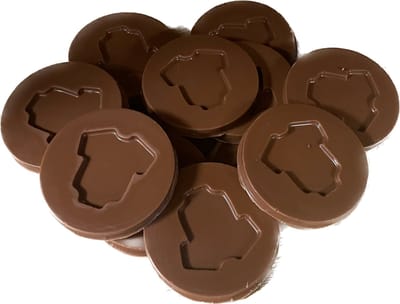 Chocolade baby romper vormpjes - Geboorte chocolade - 50 mm diameter - 18 stuks - melk chocolade