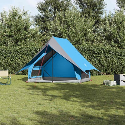 vidaXL - Familietent - met - dak - Blauw - en - Grijs - 220 - x - 220 - x - 184 - cm