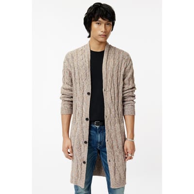 John Varvatos Marras Easy Fit Cardigan With Multi Cabl Wisteria Size: XS | Jackets Outlet | Heren | Beige