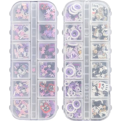 2 Doos Salon 3D Schedel Patroon Nail Art Plakjes Klei Halloween Nail Art Pailletten Feest Decoratie voor gray