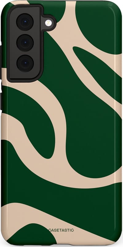 Casetastic hoesje geschikt voor Samsung Galaxy S21 FE 5G - Dubbellaagse bescherming - Groen Bos en Zand Duinen - Fashion Case - Donkergroen Zand