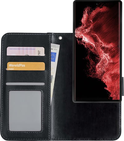 Hoesje - 2 in 1 - Geschikt voor Samsung Galaxy S22 Ultra - Met Uitneembare Hard Cover - Bookcase - Wallet Case - Met Pasjeshouder - Book Case - Uitneembaar - Pashouder - Kunstleer - Zwart