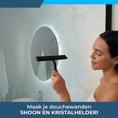 Famanu - Siliconen douchetrekker 21 cm met magnetische houder, zwart, modern design