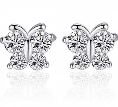 Oorbellen- Vlinder- Zirkonia- Verzilverd- Charme Bijoux