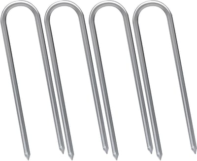 Trampoline Stakes - Grondankers Tuin - Vastzetten Tuindecoratie - Gefreesde Punten - 30 cm Lengte - Zilver