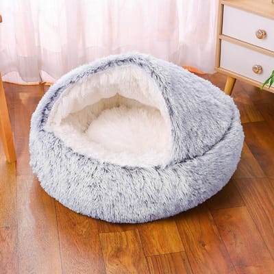 Warm en Comfortabel in de Winter, Kleine en Middelgrote Semi-gesloten Half-gevulde Dierenkennel met Pluche Pluche Diepe Slaap Hondenkennel Diameter 60cm