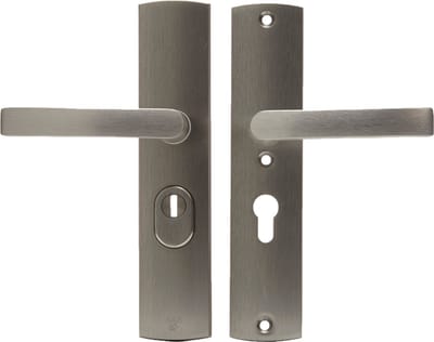AXA Veiligheidsbeslag (Curve Plus) Inox geslepen : Kruk-Kruk (model Blok) PC55 met kerntrekbeveiliging SKG***