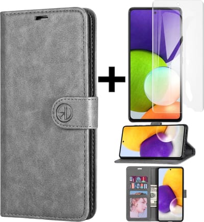 Rico Vitello L Wallet case Geschikt voor Samsung Galaxy A72/Book case/A72 Hoesje + Gratis screenprotector Kleur Grijs