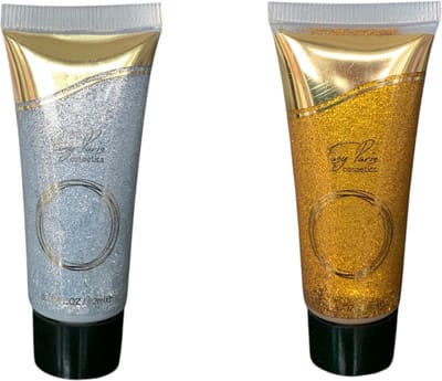 Easy Paris Cosmetics - Glitters - Vloeibare glitters - Schminkglitters - Gezichtsglitters - Lichaamsglitters - Oogschaduw glitters - Decolleté glitters - Grime - Glitter gel - Zilver - Goud - Set met 2 tubes - 22 ml - Carnaval - Festival - Feest