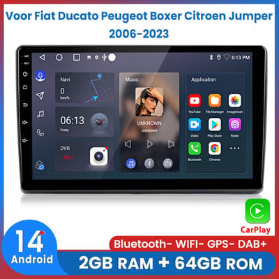 Awesafe Autoradio - Geschikt Voor Fiat Ducato Peugeot Boxer Citroen Jumper 2006 t/m 2023 - Apple Carplay & Android Auto (Draadloos) - Android 14.0 - 2+64GB - Touchscreen - GPS Navigatiesysteem - 2006 2007 2008 2009 2010 2011 2012 2013 2014 2015 2016