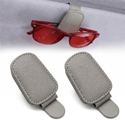 2 stuks brillenhouder auto zonneklep, magnetische zonnebrilhouder auto van leer, universele brilhouder auto voor elke brilmaat en alle autovizierclips