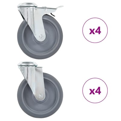 vidaXL 8 st Zwenkwielen met boutgaten 125 mm