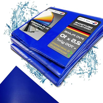 Afdekzeil Waterdicht - Dekzeil PVC - Bescherming Tuinmeubelen - Scheurvast UV-bestendig - 25 x 10 m - Blauw Glanzend