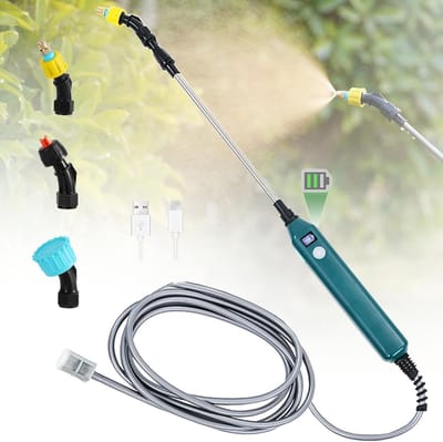 Elektrische plantensproeier met 3 instelbare sproeiers en zichtbaar batterijniveau – Oplaadbaar sproeiapparaat voor tuin en wieden