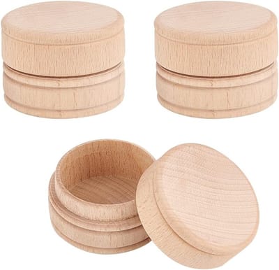 3 Stuks Mini Ronde Houten Doosjes 51x36mm voor Ringen, Sieraden en DIY Projecten - Ideaal voor Huwelijksaanzoeken en Opslag van Kleine Voorwerpen