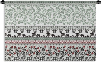 Wandkleed - Wanddoek - Planten - Olifant - Patroon - 90x60 cm - Wandtapijt