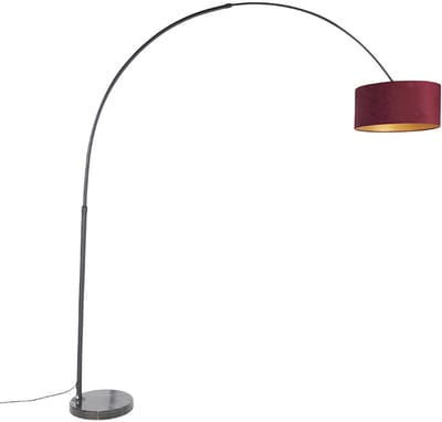 QAZQA xxl - Moderne Booglamp | Vloerlamp | Staande Lamp met kap - 1 lichts - H 2250 mm - Zwart Goud - Woonkamer | Slaapkamer