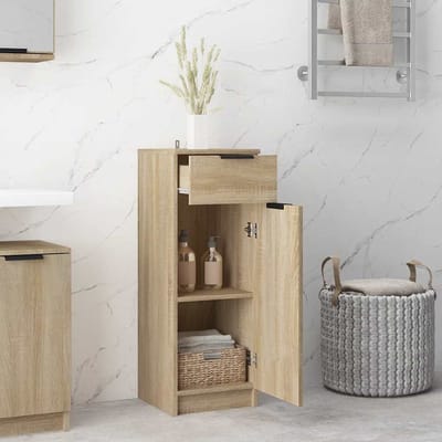 vidaXL - Badkamerkast - 32x33,5x90 - cm - bewerkt - hout - sonoma - eikenkleurig