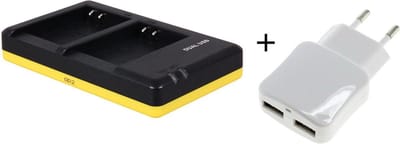 Huismerk Duo lader voor 2 camera accu's Nikon EN-EL23 + handige 2 poorts USB 230V adapter