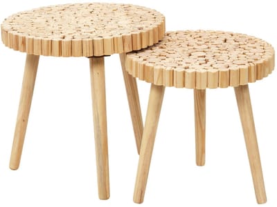 Home Deco Factory Bijzettafel - 2x stuks - hout - metaal - verschillende hoogtes