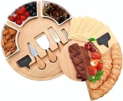Home & Marker - Kaasplank - Borrelplank - Hapjesplank - Tapasplank - Inclusief 3 Kommen, Kaasmesje, Vorkje, Spatel - SNACKPLATTER