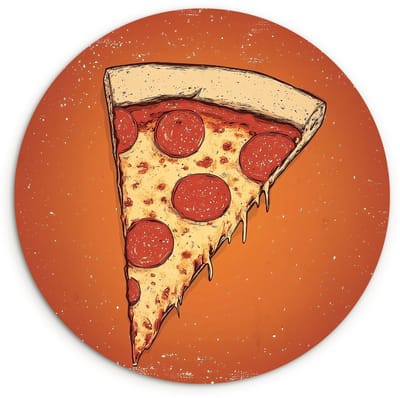WallCircle® Wandcirkel 120x120 cm - Muurcirkel Pizza - Kaas - Rood - Pepperoni - Muurdecoratie woonkamer - Wanddecoratie slaapkamer - Kamer decoratie accessoires - Ronde schilderijen XXL