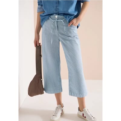 Wide leg jeans met strepen