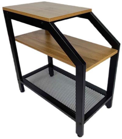 BEGRYF Bijzettafel - Rustiek Bruin - 3 Niveaus - 40x30x59,2 cm - Met Mesh Onderplank - Industrieel Design