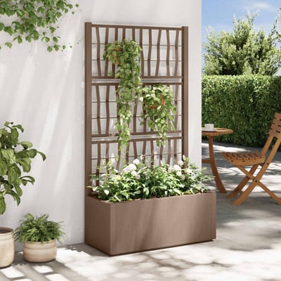 vidaXL Tuinbloembak met klimrek Bruin 80 x 36 x 140 cm PP