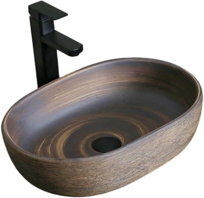 Badkamer Wastafel - Ovaal Model - Opbouw Installatie - Eén Stuk Keramiek - 47.5 x 35 cm - Wit