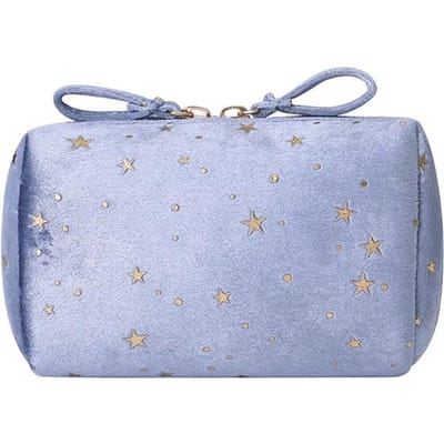 Trousse de maquillage souple pour femme, trousse de rangement pour rouge à lèvres, trousse de toilette, trousse de maquillage, trousse de toilette portable bleu