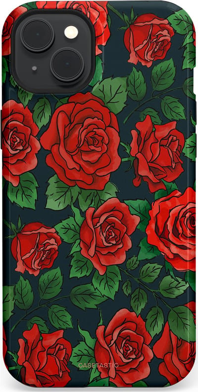 Casetastic Hoesje Geschikt voor Apple iPhone 15 Plus Magsafe - Stijlvolle Beschermende Duo-layer Case - Rozen rood