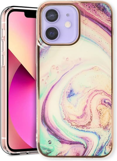 Casemania Hoesje Geschikt voor Apple iPhone 12/12 Pro - Twist - Siliconen Marmer Back Cover