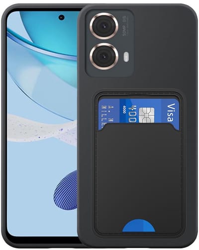 Geschikt voor Motorola Moto G 2023 Telefoonhoesje met TPU Pasjeshouder - Flexible Back Cover Case Siliconen TPU with Cardslot - Zwart - Smartphonica geschikt voor Motorola Moto G 2023