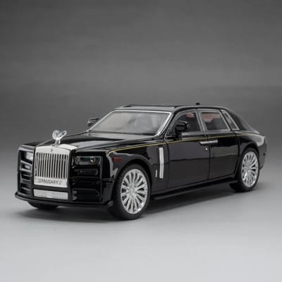 1:Modèle Réduit de Voiture Jouet Rolls Royce Phantom Échelle 1:24 Alliage Moulé sous Pression Lumière Son Portes Ouvertes Suspension Amortie Collection de Véhicules Cadeaux