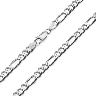 JUXE24-Figaro ketting-Figaro chain-massief 925 zilver-5,5 mm breed-70 cm lang-35 gram-6 zijdig geslepen