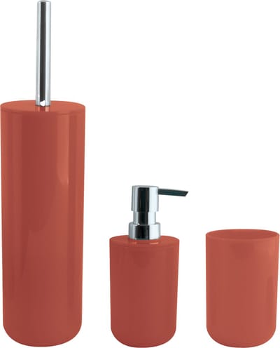 MSV Badkameraccessoire Moods - toiletborstel in houder - beker - zeeppompje - terracotta - kunststof